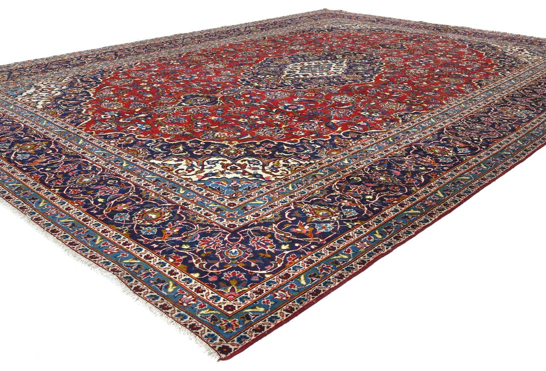 Handmade Traditional Rug Vintage Traditional Handmade Rug Hand-knotted Wool Floral Rug 9'6 X 12 ...