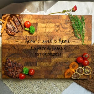 Personalized End Grain Cutting Board,Butcher Block End Grain,Large Cutting Board,Custom Chopping Board,Teak Wood End Grain,Housewarming Gift