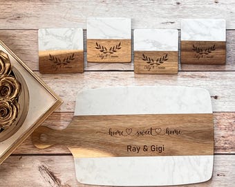 Personalized Marble Wood Charcuterie Board, Personalized Cheese Board, Personalized Gift,Wedding Gift, Housewarming Gift, Bridal Shower Gift