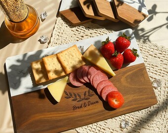 Personalized Charcuterie Board,Wedding Gift,Custom Marble Wood Cheese Board,Engagement Gift,Housewarming Gift,Closing Gift,New Home Gift