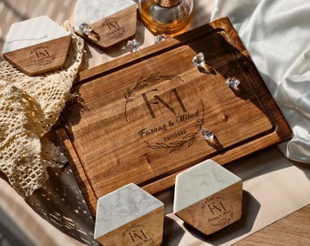 Personalized Grill Cutting Board Wedding Gift |Custom Engraved Wood Board for Couple, Newlyweds|Housewarming, Anniversary Gift|Kitchen Board