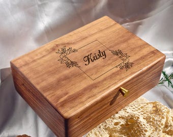 Personalized Two Layer Walnut Jewelry Box, Custom Engraved Gift for Women, Bridesmaid Gift, Christmas Anniversary Keepsake,Jewelry Organizer