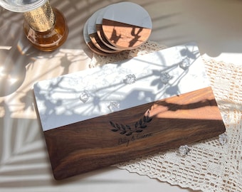 Personalized Charcuterie Board,Wedding Gift,Custom Marble Wood Cheese Board,Christmas Gift,Engagement Gift,Housewarming Gift,Host Gift