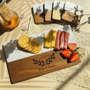 Personalized Charcuterie Board,Wedding Gift,Custom Marble Wood Cheese Board,Engagement Gift,Housewarming Gift,realtor closing gift