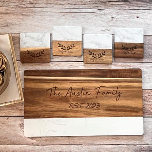 Personalized Marble Wood Charcuterie Board,Custom Cheese Board,Gift for Host,Wedding Gift,Housewarming Gift,Engagement Present,Bridal Shower