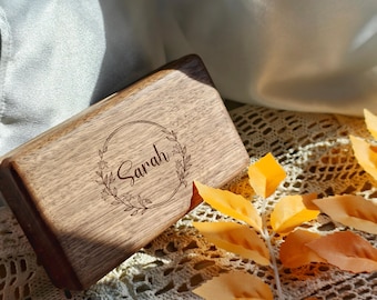 Personalized Engraved Jewelry Box - Custom Travel Case,Christmas Gift for Her,Bridesmaid Gift,Anniversary Keepsake,Wooden Jewelry Organizer
