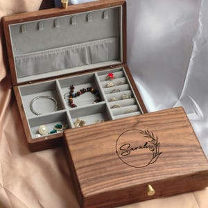 Personalized Wooden Jewelry Box for Women, Jewelry Organizer Storage, Retro Jewelry Box, Wedding Gift, Bridesmaid Gift, Anniversary Keepsake