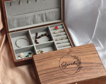 Personalized Wooden Jewelry Box for Women, Jewelry Organizer Storage, Retro Jewelry Box, Wedding Gift, Bridesmaid Gift, Anniversary Keepsake