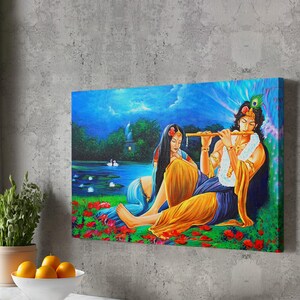 Indian Lovers Decorative Wall Art, Large Wall Art, İllustration Modern Wall Decor, Housewarming Gifts, Framed Canvas Wall Art