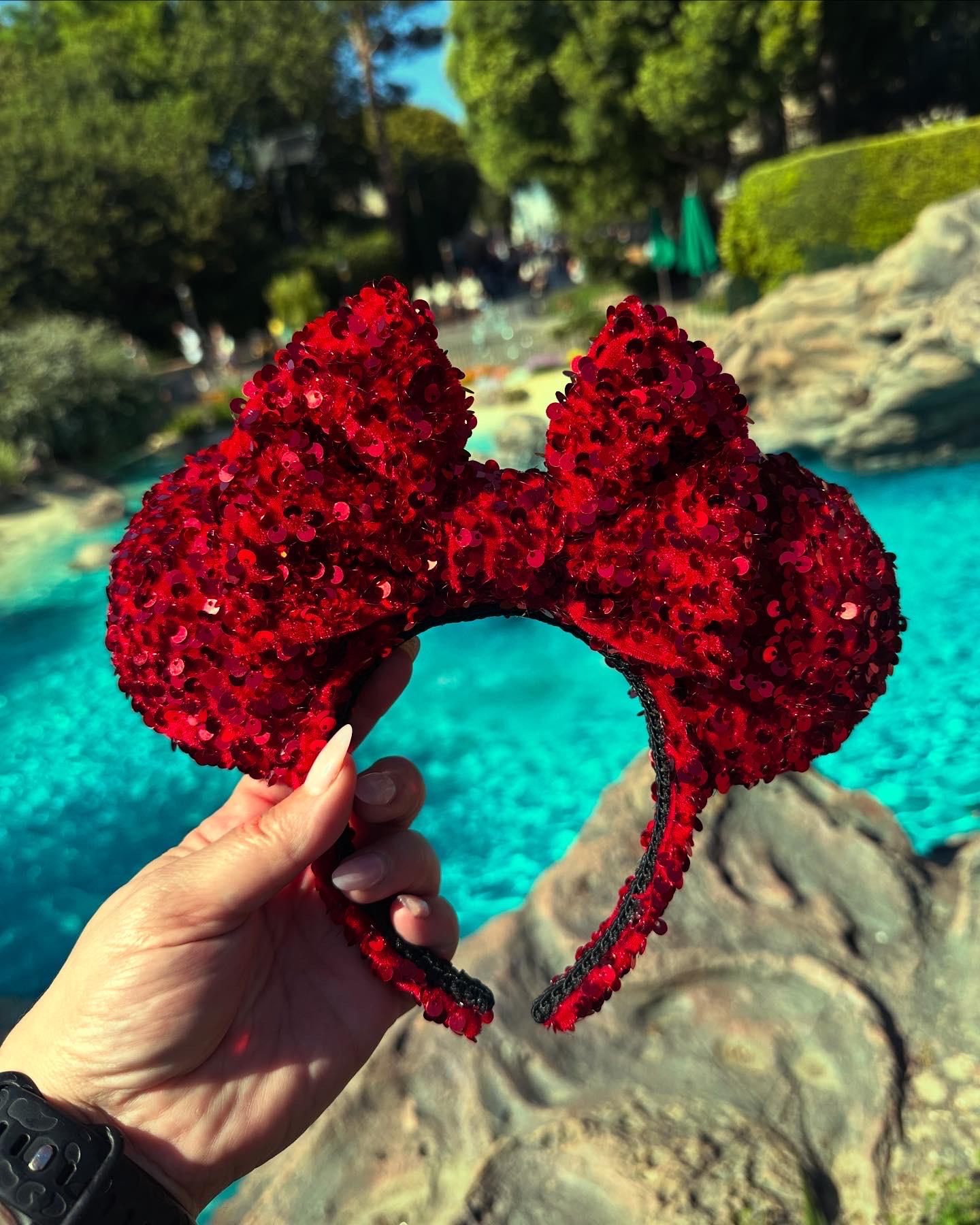 Red Sequin Mouse Ears, Sparkley Ears, Princess Ears