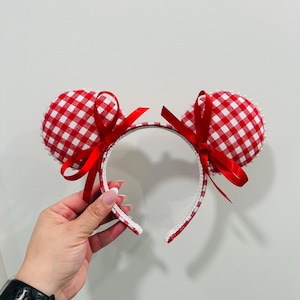Red Gingham, valentine Mouse Ears