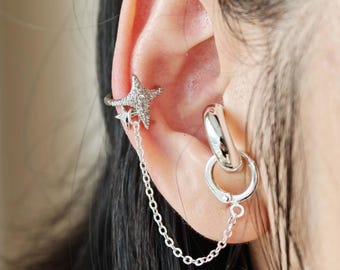 Diamond Star Ear Cuff | Non-Piercing Earbud Holder or Loop Earplug Earring | Gift Ready