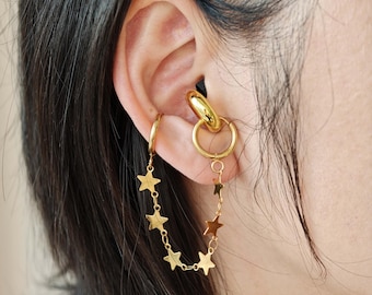 6 Star Loop Earplug Earrings or Earbud Holder | Hypoallergenic Titanium | Ultra Lightweight  |  Gift Ready