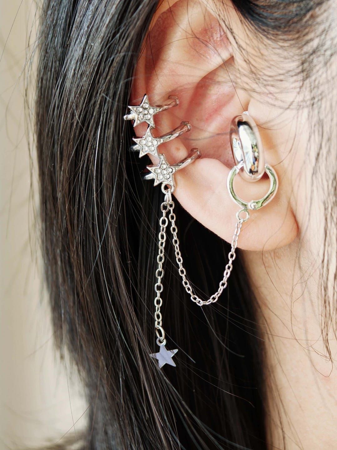 Ear Snap Falling Stars Ear Clip - Earbud Holder Earplug Earring - Adjustable Non ...