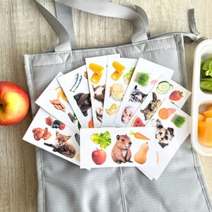 Lunchbox Karten für wählerische Esser - Tier Snack Notizen Gesundes Essen Motivation Back-to-School Printable für Kinder Ernährung Spaß Meal Prep