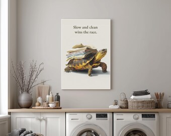 Funny Laundry Room Poster: Tortoise Art for Pet Lovers (Digital Download)