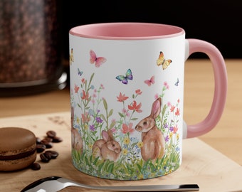 Spring Bunnies and Butterflies Mug
