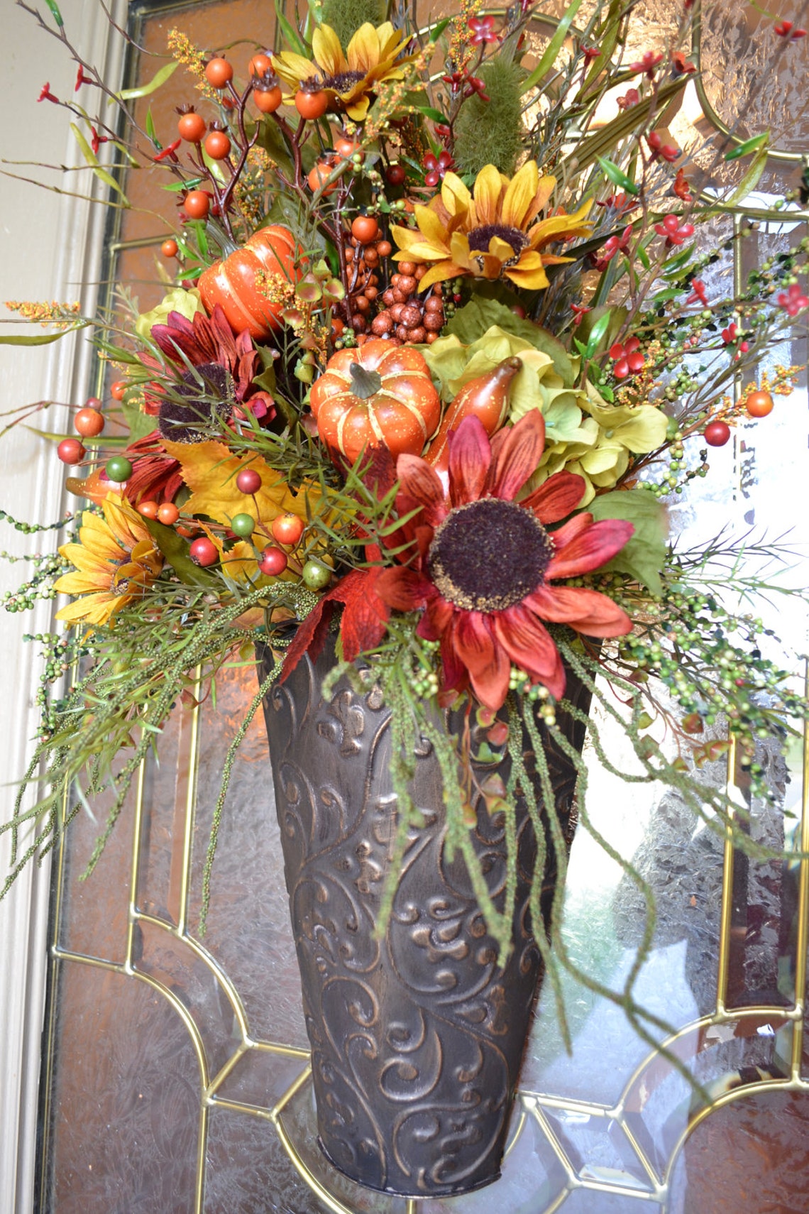 Fall Arrangement In Metal Container | Etsy
