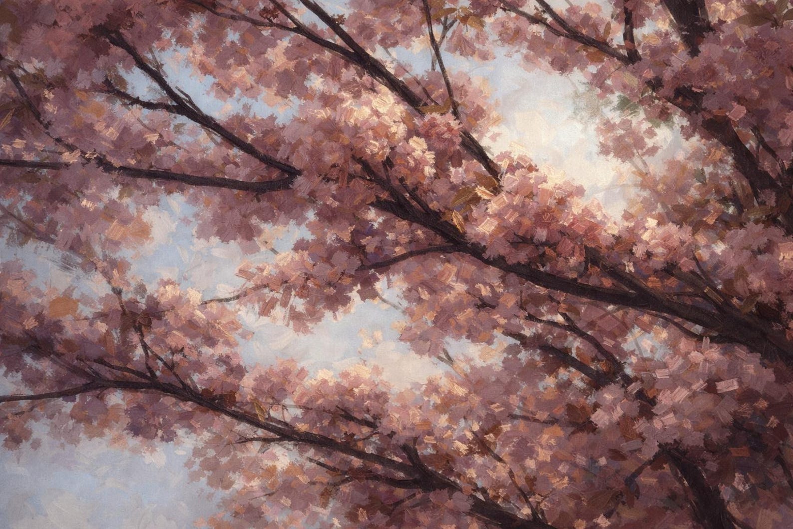 Cherry Blossom Wall Art Print | Pink Floral Canopy | Romantic Bedroom ...