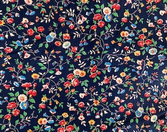 Vintage navy floral cotton fabric Joan Kessler for Cranston ditsy floral 1 5/8yards