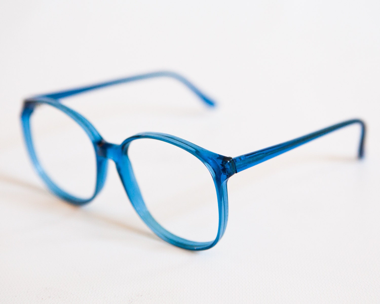 Vintage Bright Blue Transparent Plastic Oversized Round Etsy