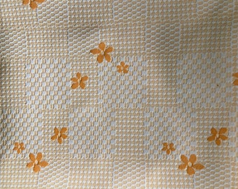 Vintage 60s textured peach floral polyester knit fabric 1.75 yards