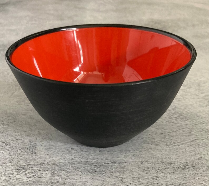 1960S Mid Century Husqvarna Made in Sweden Plastic Bowls Red and Black