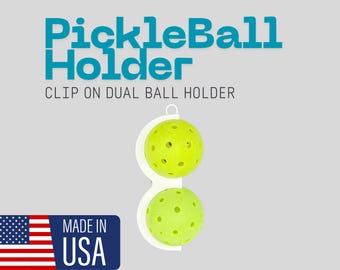 Soporte doble para pelotas de pickleball: clip para dos pelotas para paleta, valla o cintura