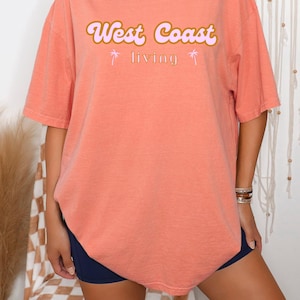 Comfort Colors West Coast t-shirt, Beach Shirts, Summer Coastal Clothing, West Coast Souvenir, Oversized T-shirt, California Shirt