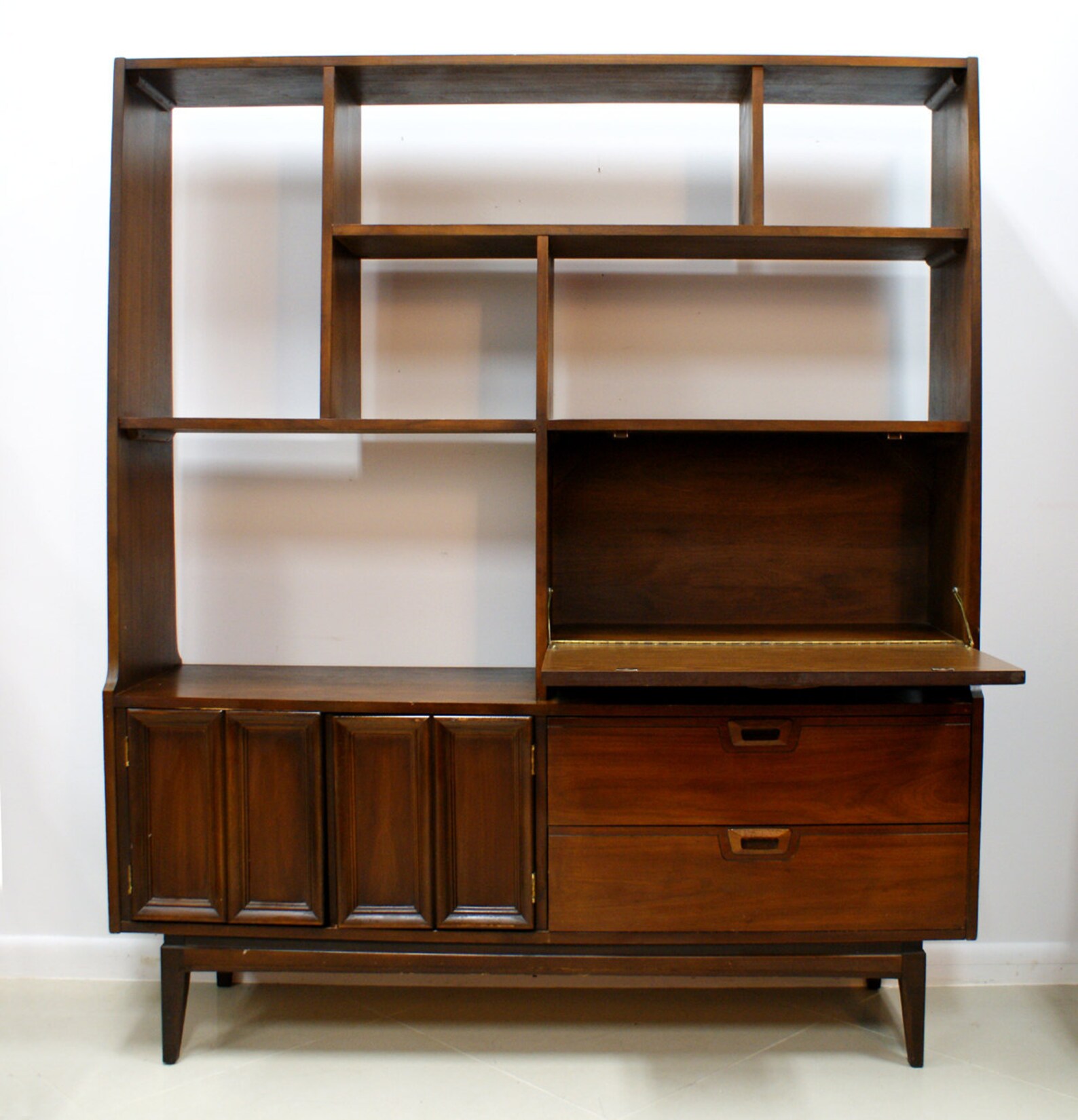 Vintage Mid Century Modern Wall Unit Room Divider Shelving Etsy