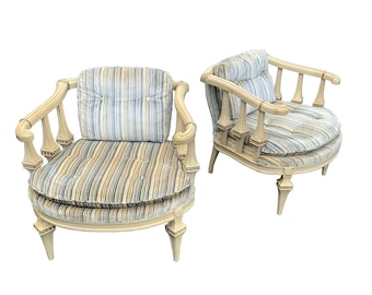 Vintage Regency Pair of Lounge Chairs Dorothy Draper Style