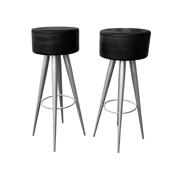 Modern Black Leather Bar Stools Made in Italy Etsy
