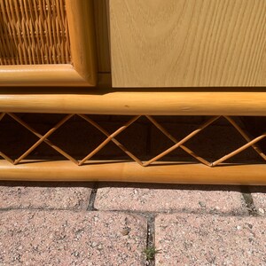 Vintage Rattan Credenza Mid Century Modern Cabinet Old Florida Palm Beach Tiki image 4