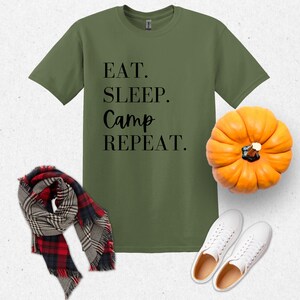 Eat Sleep Camp Rapport T-Shirt, Camping Shirt, Wildnis Tee, Eat Sleep Rapport, Grafik T-Shirt, Erwachsene, Jugend