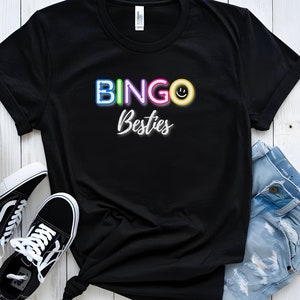 BINGO &quot;Besties&quot; T-shirt - Gift for Best Friends, Bingo Team, Bingo Squad, Bingo Family, Matching Shirts, Dark Color Bingo Shirt, Bingo Gift