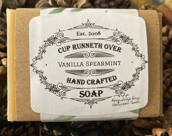 Vanilla Spearmint* Vegan Handmade Soap Stocking Stuffer Large Bar 4-5 oz
