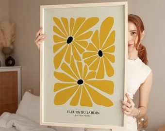 Henri Matisse Flower Style Exhibition Poster, Famous Gallery Wall Art Print, Grey Beige Boho Art Print, Wall Decor, Bedroom Living Room Art