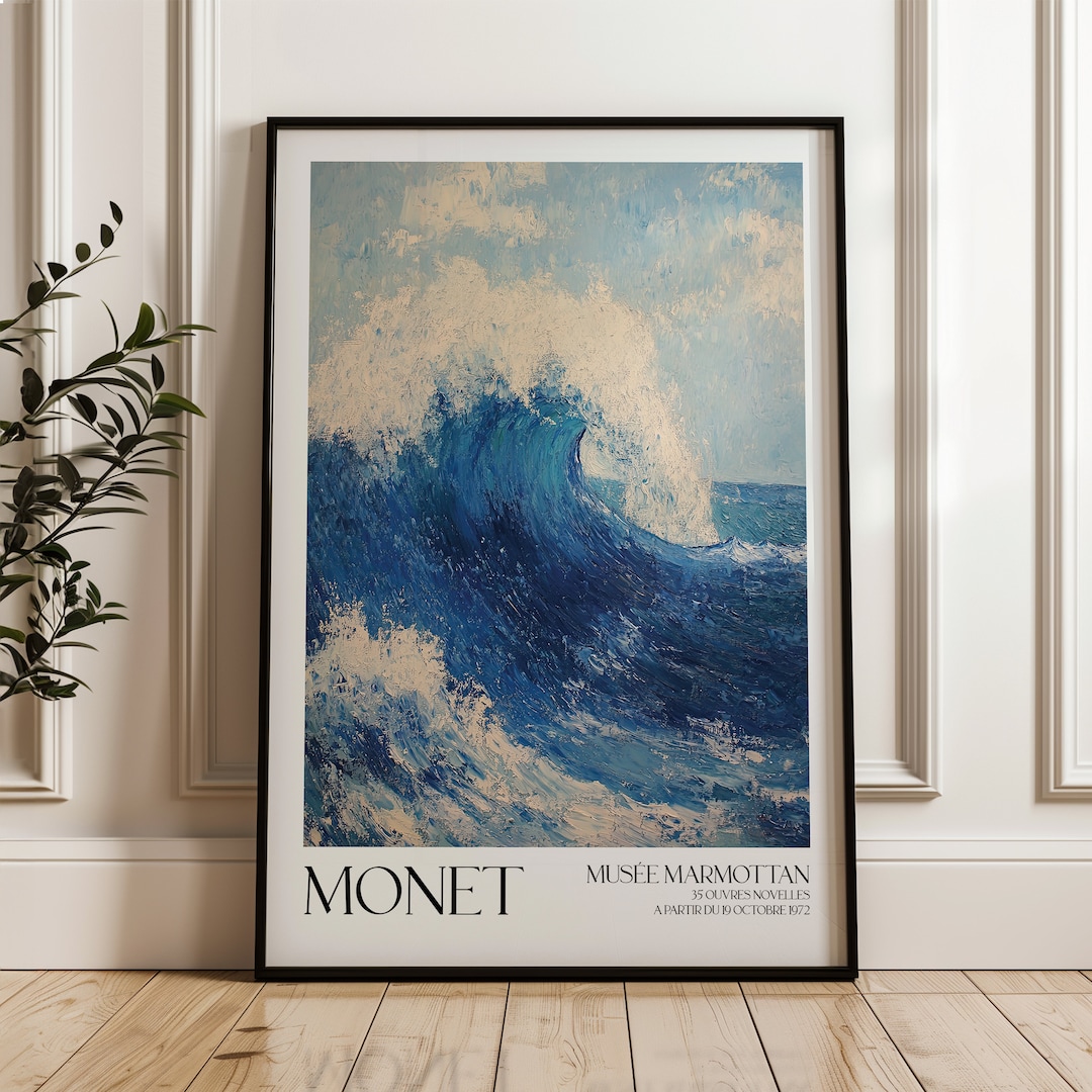 Claude Monet Wave Exhibition Poster, Vintage Art Print - Etsy