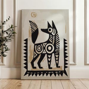 Traditional Mexican Dog Poster - Traditional Folk Art Print on Matte Paper Canvas
