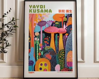 草間彌生プリント、モダンアートプリント、草間彌生展ポスター