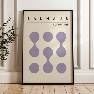 Bauhaus Geometric Poster, Minimalist Trendy Print, Mid Century Modern Living Room Wall Art, Bauhaus Lilac Print, Office Decor