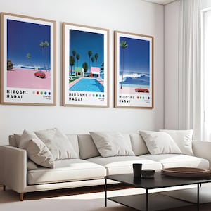 3er-Set Drucke, Poster Set, Galerie Wand Kunst Set,Hiroshi Nagai Kunstdruck Set, 3 Poster Bundle, Japanisches Kunstdruck Bundle, Steamwave Kunst
