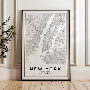 New York Map Poster, NYC Map, Line Art Map Poster, City Map Print, White Poster, Line Art Map Print, New York Wall Art, Minimalist Map