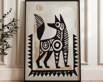 Traditional Mexican Dog Poster - Traditional Folk Art Print on Matte Paper