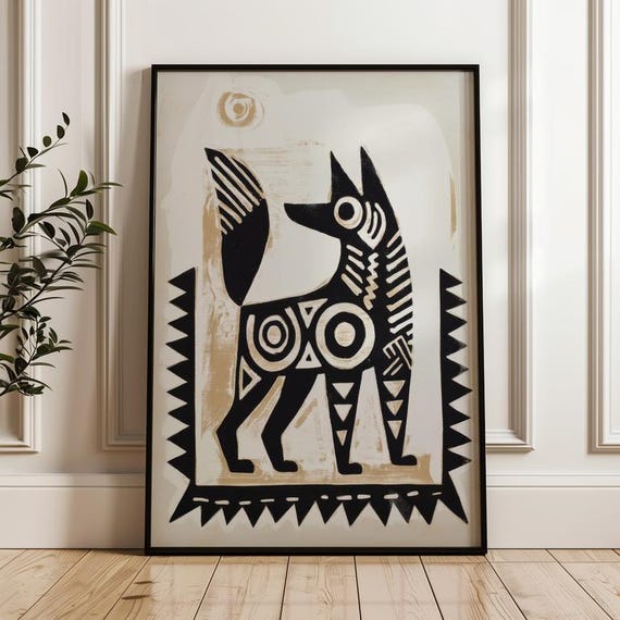 Traditional Mexican Dog Poster - Traditional Folk Art Print on Matte Paper
