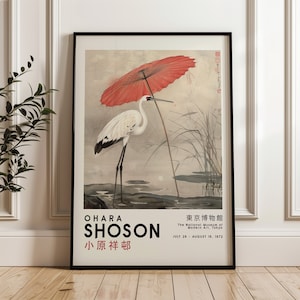 Japanese Wall Art, Ohara Koson Poster, Vintage Fine Art Print Ohara Shoson, Nature, Hokusai, Japandi Wall Decor, Woodblock Print, Crane Bird