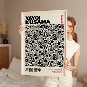 Yayoi Kusama Art Print, Exhibition Poster, Japanese Art, Texture, Home Decor, Beige, Black, Japandi Decor, Modern Art, Modern Design