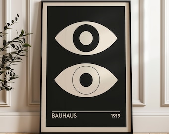 Bauhaus Geometric Poster Print, Black Contemporary Poster, Abstract Wall Art, Linear Design, Bauahus Abstract Poster, Minimalist Decor