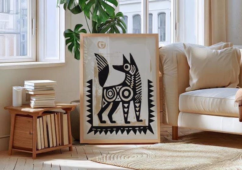 The image is a size chart for art prints, showing the dimensions of various framed prints in inches.