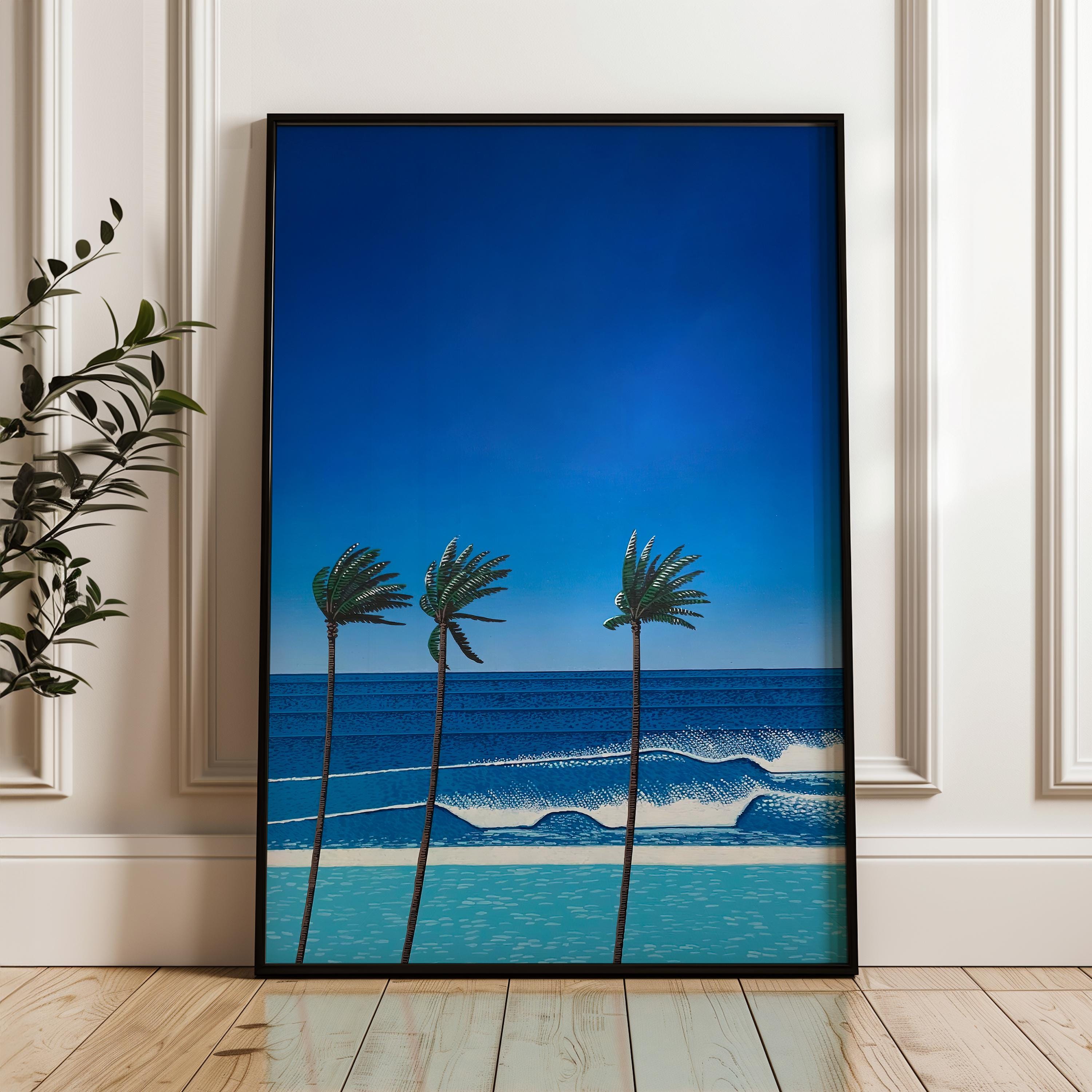 Palm Trees, Hiroshi Nagai Wall Art Print, Japanese City Pop Poster
